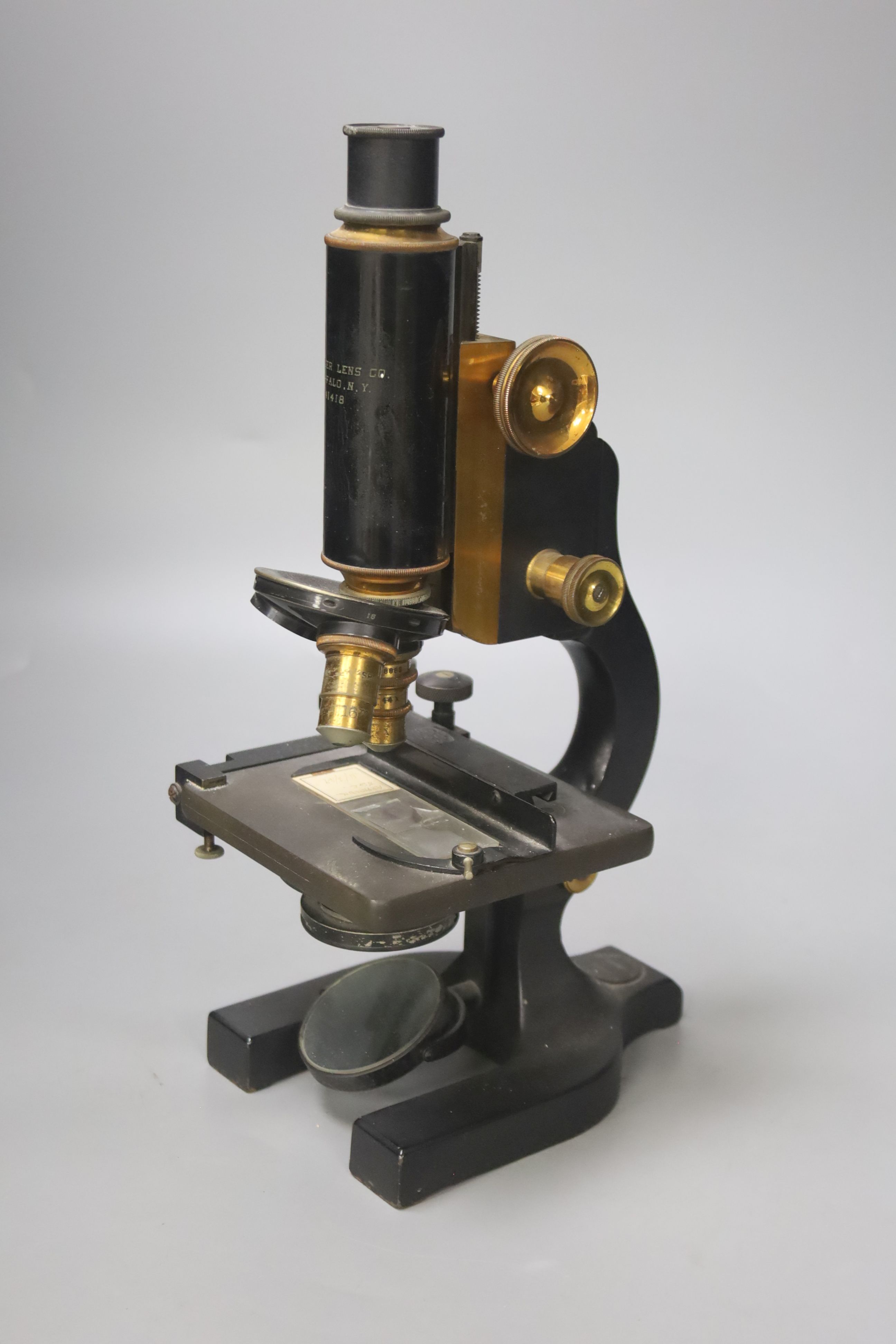 A Spencer Lens Company, Buffalo, New York, lacquered microscope, serial no.41418